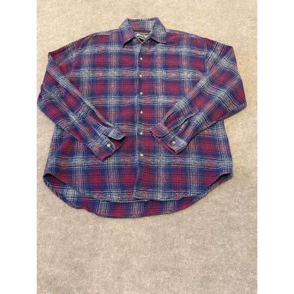 Expedition Outfitters Men's Red & Gray Flannel Shirt Plaid Button Up L/S Size L - Picture 1 of 6